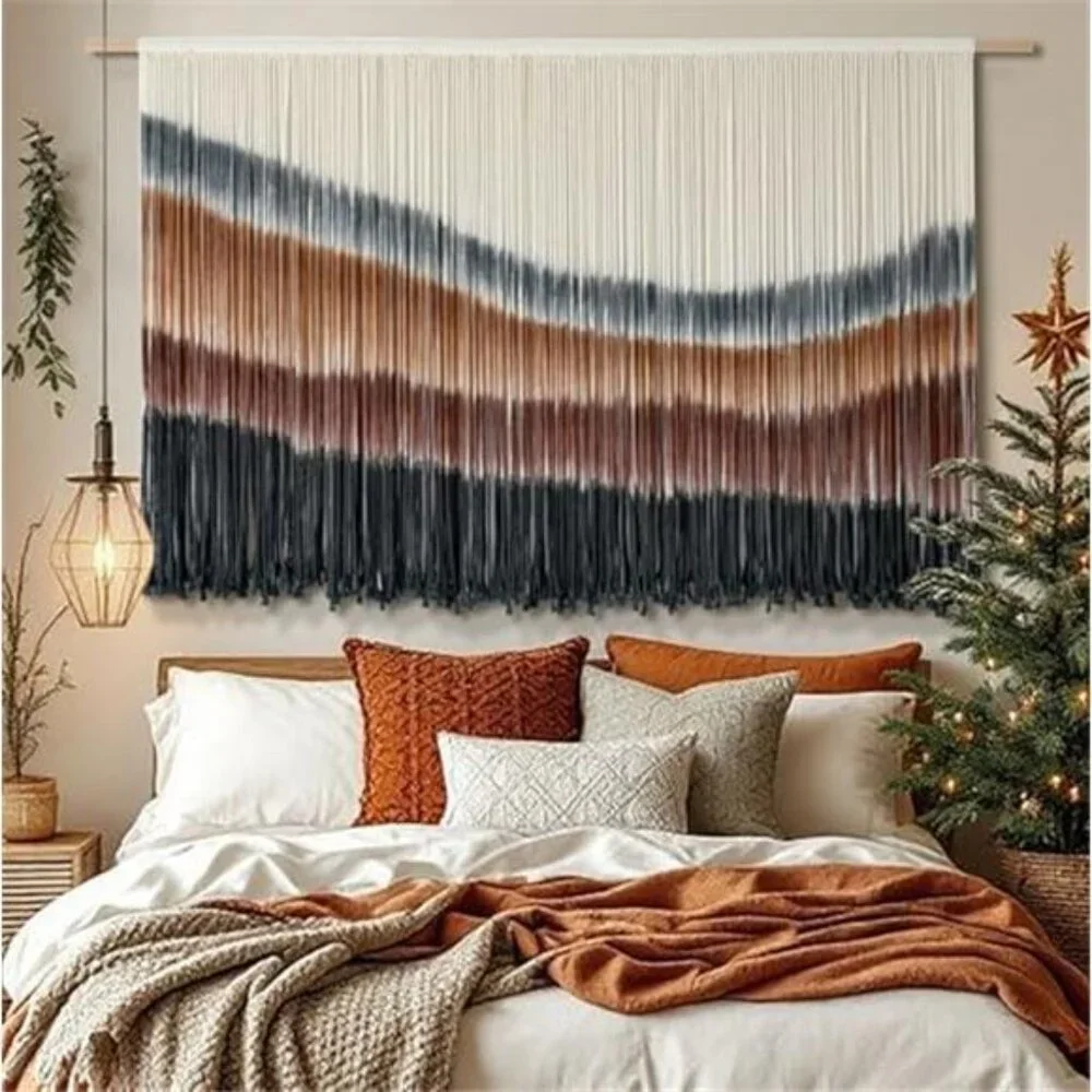 Macrame Wall Hanging Macrame Wall Decor Large-Scale Tie-Dye Tapestry - Picture 2 of 7